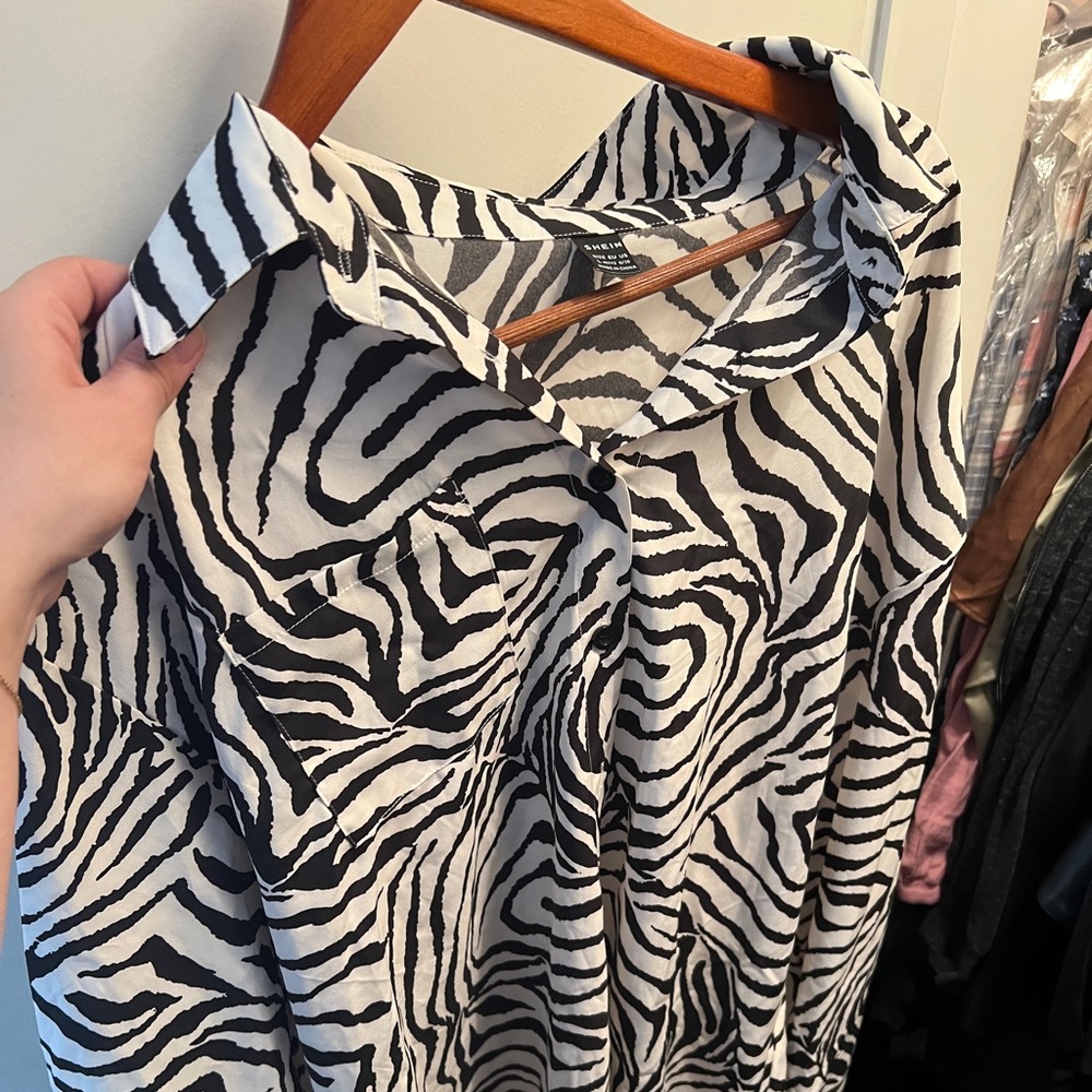 Zebra print button down shirt